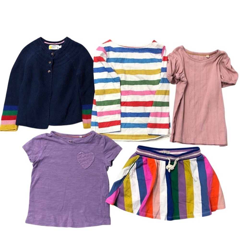 Mini Boden Outfit Lot Girls 5-6Y Kids Multicolor Rainbow Striped Skirt Cardigan